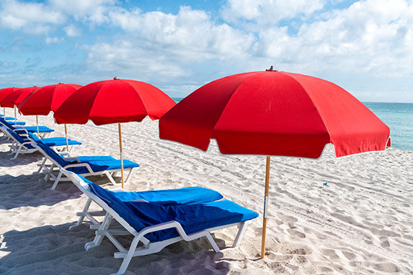 beach chairs and umnrellas