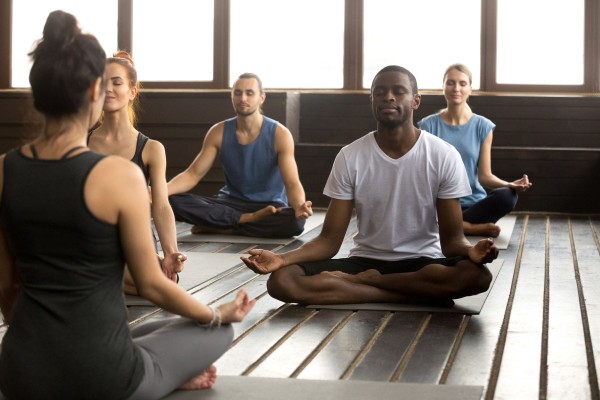 People practicing yoga